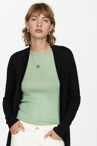 Cardigan long maille fine - Noir