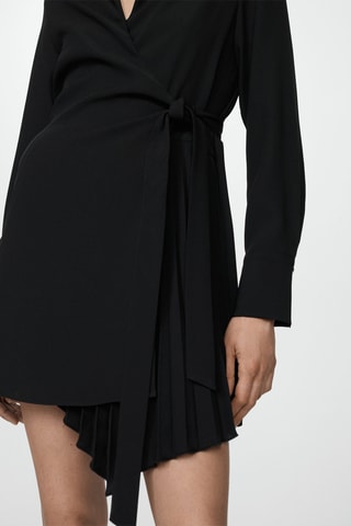 Robe cache-coeur détail plissé - Noir