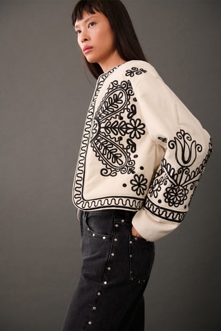 Veste brodée coton - Écru