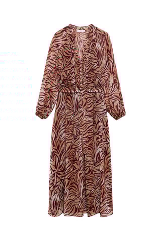 Robe longue imprimée - Bordeaux et beige