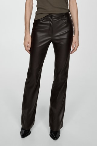 Pantalon flare similicuir - Marron