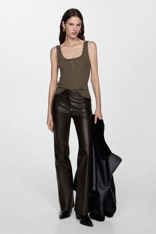 Pantalon flare similicuir - Marron