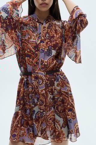Robe en imprimé cachemire volant - Marron