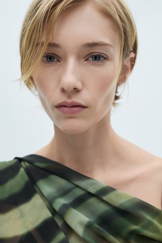 Robe imprimée détails drapés - Noir