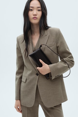 Blazer costume micro pied-de-poule - Kaki