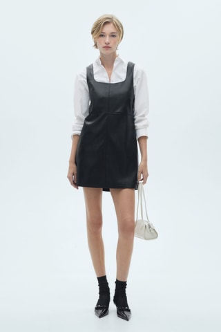 Robe chasuble similicuir - Noir