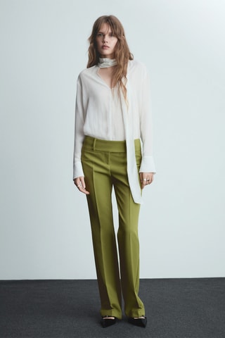 Pantalon évasé taille base - Vert