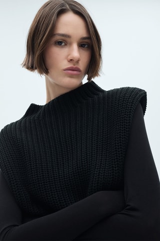 Gilet épaulettes maille - Noir