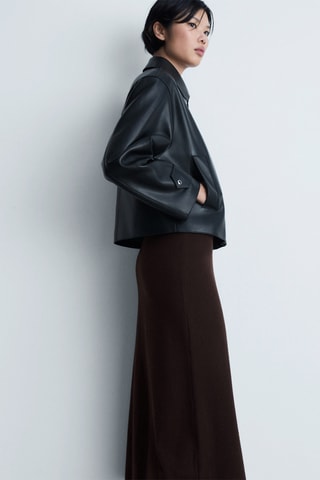 Jupe midi maille - Marron