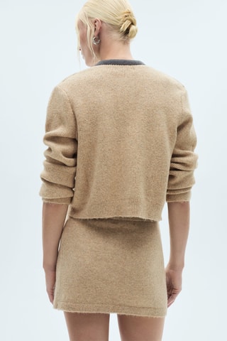 Cardigan maille côtelée boutons - Marron