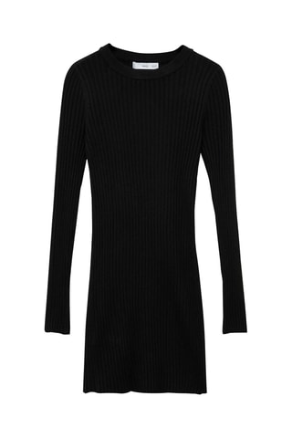 Robe courte maille côtelée - Noir