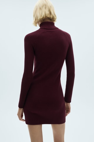 Robe courte maille col roulé - Bordeaux