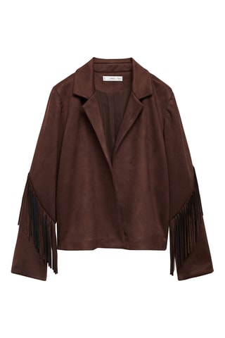 Veste franges similicuir - Marron