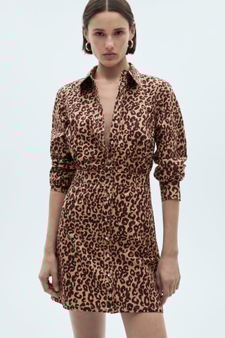 Robe chemisier léopard - Marron
