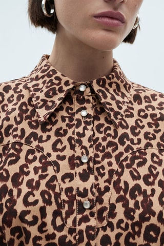 Robe chemisier léopard - Marron