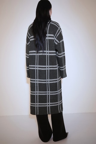 Manteau maille carreaux - Anthracite