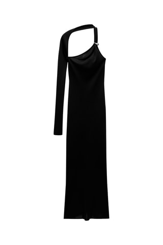 Robe maille asymétrique dos nu - Noir