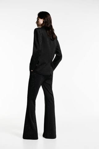 Pantalon évasé strass - Noir