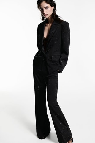 Pantalon évasé strass - Noir