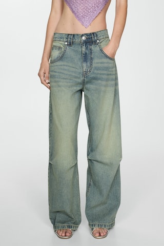 Jean wideleg plis taille basse - Bleu