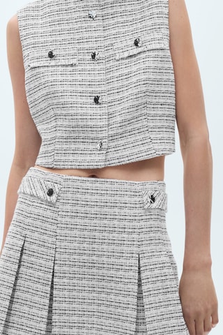 Minijupe tweed boutons - Bleu