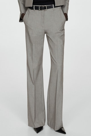 Pantalon évasé taille haute - Gris clair chiné