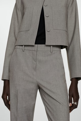 Pantalon évasé taille haute - Gris clair chiné