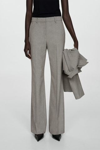 Pantalon évasé taille haute - Gris clair chiné