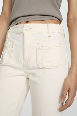 Jean flare crop poches - Blanc cassé