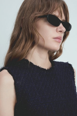 Robe courte tweed - Bleu marine foncé