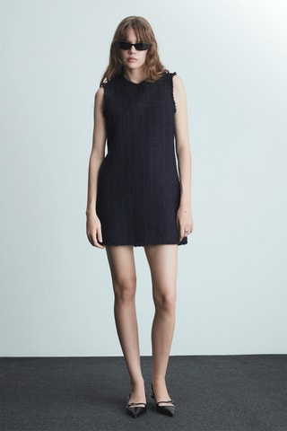 Robe courte tweed - Bleu marine foncé