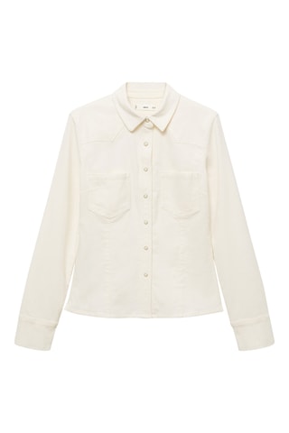 Chemise velours milleraies poches - Blanc cassé