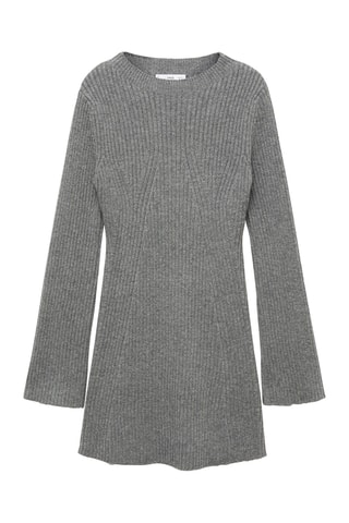 Robe courte maille côtelée - Gris chiné