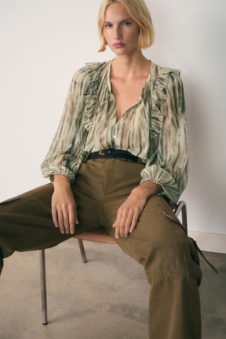 Blouse imprimée semi-transparente - Vert
