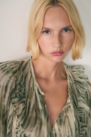 Blouse imprimée semi-transparente - Vert