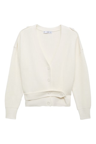 Cardigan lanière boutons - Blanc