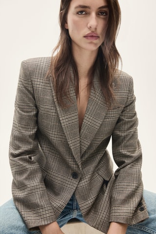 Blazer droit carreaux - Marron