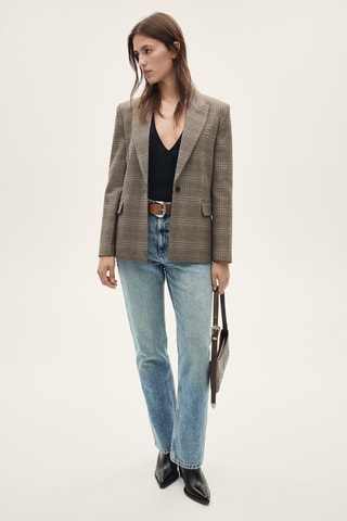 Blazer droit carreaux - Marron