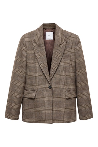 Blazer droit carreaux - Marron