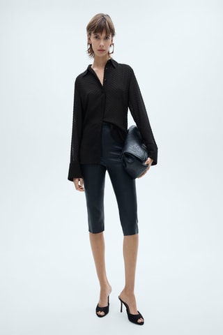Chemise plumetis boutons dissimulés - Noir
