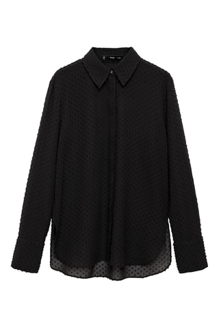 Chemise plumetis boutons dissimulés - Noir