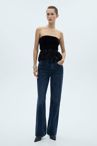 Top péplum détails paillettes - Noir