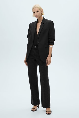 Jean droit détail strass - Noir