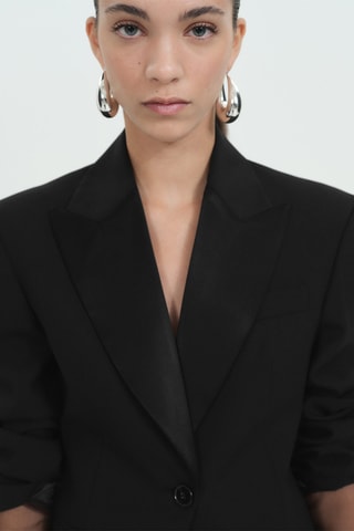 Blazer laine revers satinés - Noir