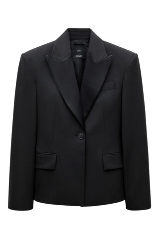 Blazer laine revers satinés - Noir