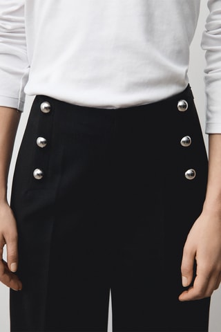Pantalon wideleg détails métalliques - Noir