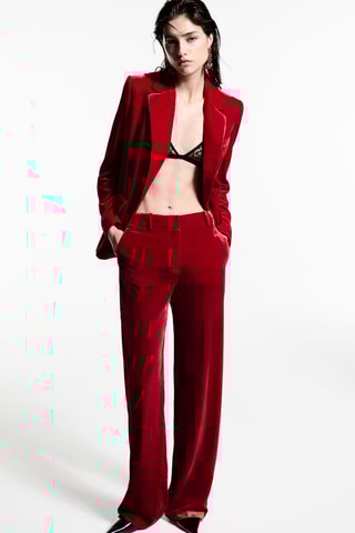 Blazer costume velours - Rouge