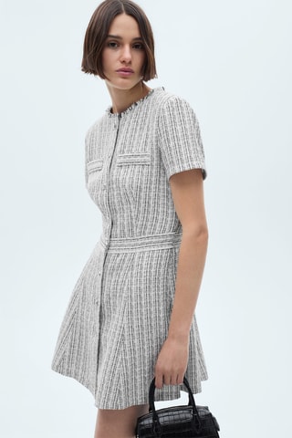 Robe tweed boutons - Bleu