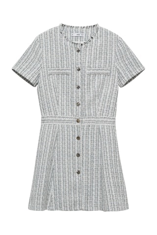 Robe tweed boutons - Bleu