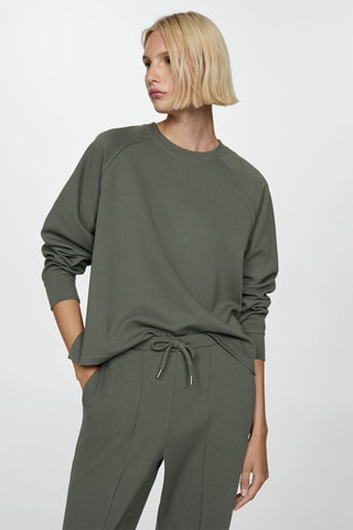 Sweat-shirt coutures décoratives - Kaki